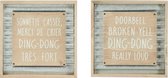 J-Line Plakkaat Doorbell Hout Bruin Assortiment 2 / Set van 4 stuks