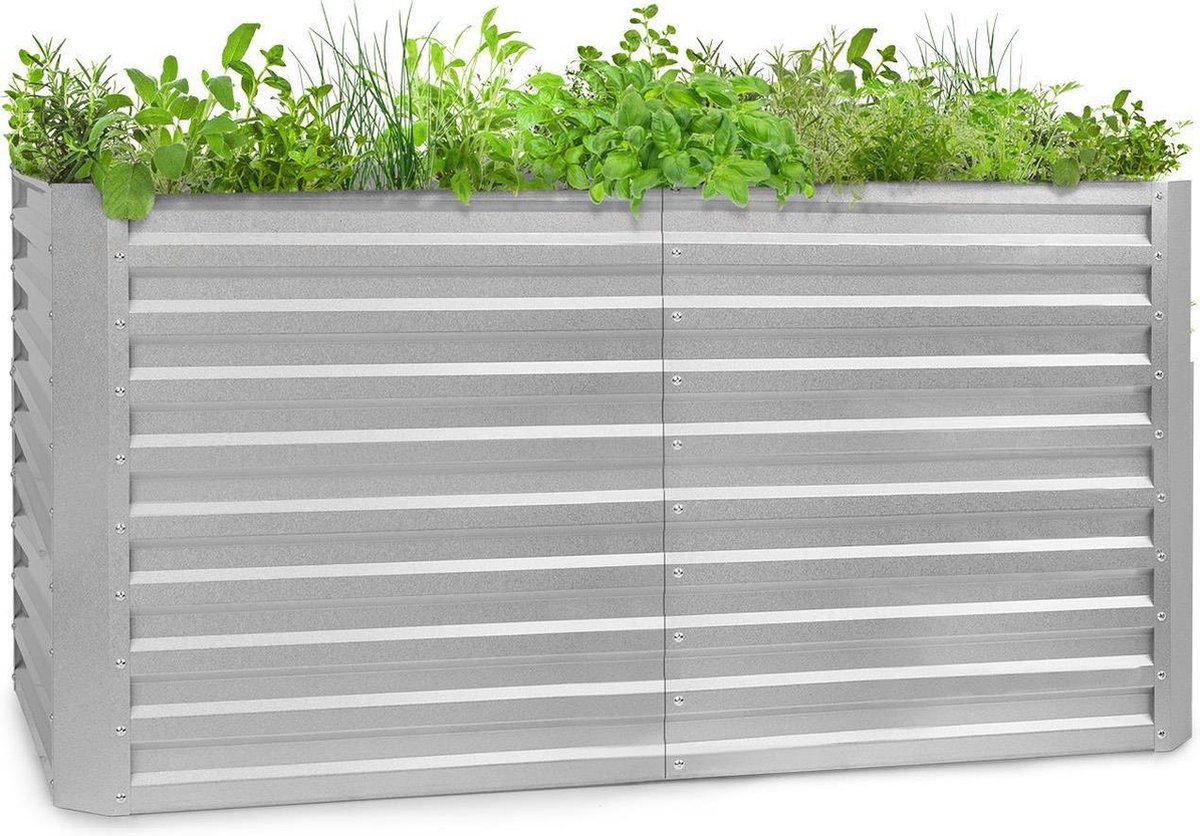 Blumfeldt metalen verhoogd bed, Weerbestendig stalen verhoogd bed voor balkon & tuin, Gegalvaniseerd roestvrij stalen verhoogd bed, Vrijstaande verhoogde bedden 200x90x100 cm, 1800L plantenbak groot voor bloemen, fruit, groenten