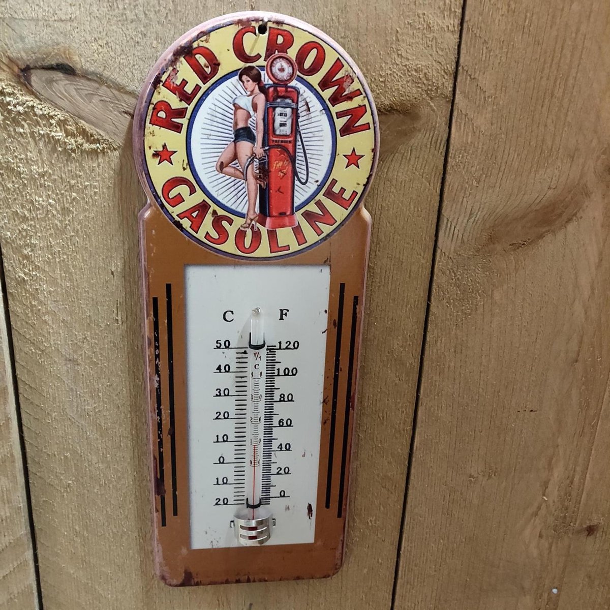De Huismus Luxury Line Thermometer Red Crown Gasoline (Vintage Retro)