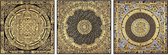 WOONENZO - Schilderij Mandala set van 3 - mandala sjabloon - goud