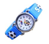 Jongens horloge voetbal lichtblauw met siliconen bandje.