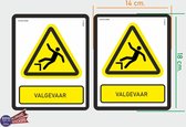 ISO7010 W008 Valgevaar M set 2 stickers 14x18 cm