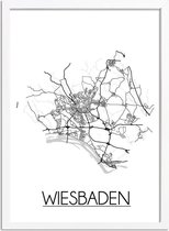 Wiesbaden Duitsland Plattegrond poster A3 + Fotolijst wit (29,7x42cm) - DesignClaudShop