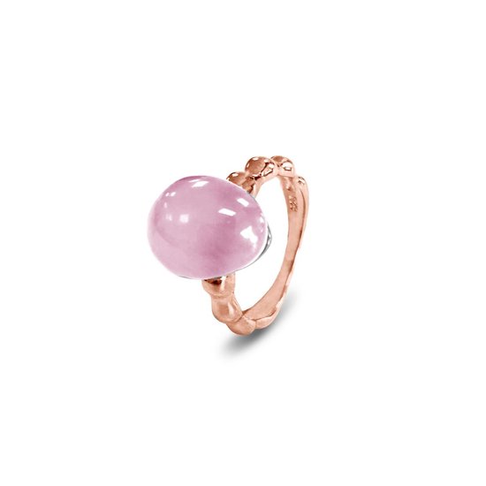 Silventi 9SIL-21143-54 Ring en argent - Femme - Quartz rose - Pierre précieuse - Taille 54 - Plaqué or rose (doré / or sur Argent)