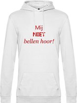 Hoodie met opdruk “Mij niet bellen hoor” Witte hoodie met rode opdruk. - Herojodeals