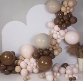 Ballonnen Bruintinten (3x dubbele ballon) | Effen Bruin - Beige - Off-White | 8 stuks | Baby Shower - Kraamfeest - Verjaardag - Geboorte - Fotoshoot - Wedding - Marriage - Birthday