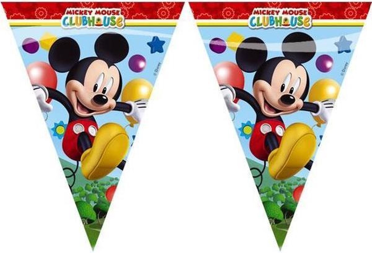 Vlaggenlijn Mickey Mouse - Vrolijke vlaggenlijn met Mickey Mouse. De vlaggenlijn is 2,3m lang. De vlaggetjes hebben een lengte van 30cm en zijn aan één kant beprint. - Mickey Mouse
