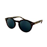 Retro Zonnebril Rond Heren Dames Tortoise Bruin - Donkere Zwarte Glazen
