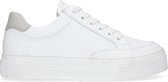 Manfield - Dames - Witte leren platform sneakers - Maat 38