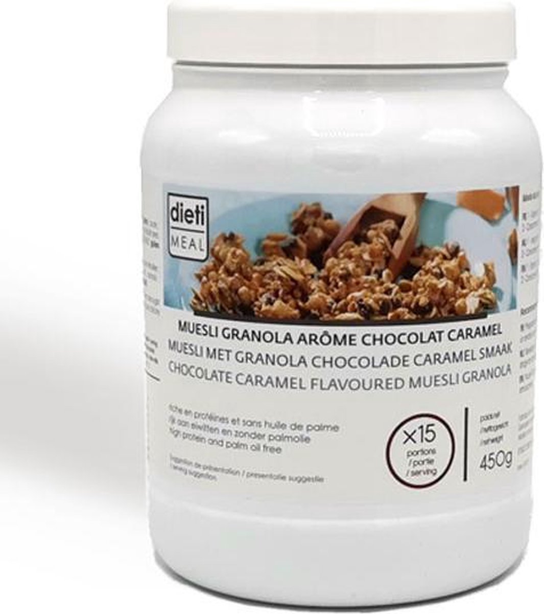 Goedkoopste Dieti Muesli & Pudding Chocolade en Caramel - 450 gram - Maaltijdvervanger