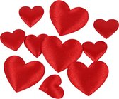 Satijnen harten, afm 10+20 mm, dikte 1-2 mm, rood, 70 stuk/ 1 doos
