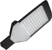LED Straatlamp - Orny - 50W - Helder/Koud Wit 6400K - Waterdicht IP65 - Mat Zwart - Aluminium