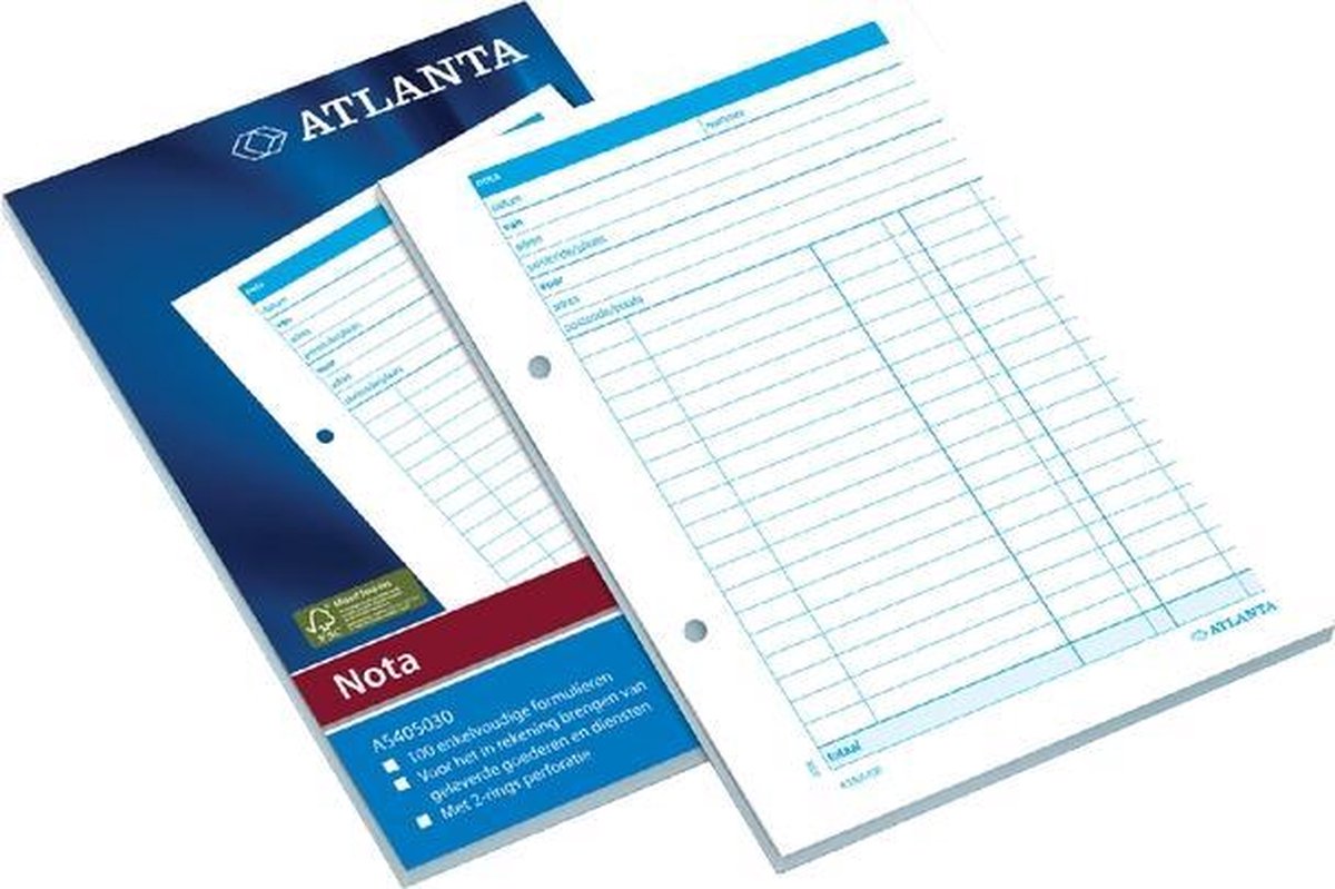 5 x Notablok Atlanta A5 100vel (set 5 stuks)