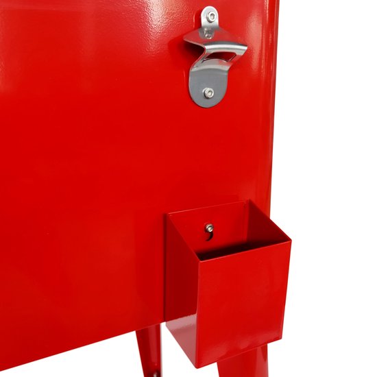AXI Retro Cooler Rood - Koeler met wielen - 76L inhoud - Koelbox met aftapkraan