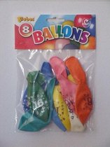 Ballonnen cijfer 16 no. 12 eenzijdig 1 zakje met 8 stuks