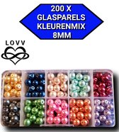 Kralen-Sieraden Maken- 200 Glasparels-8 mm