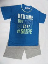 wiplala , jen & james, zomer pyjama, jongen, blauw grijst , bedtime , 8 jaar  128