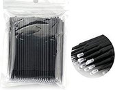 Lashes & More - 100 stuks  Wegwerp Microbrushes - Zwart - Wimpers Uitbreiding  - Individuele Lash Verwijderen -  Wattenstaafje - Micro Borstel Voor Wimper Extensions Tool- microbrush