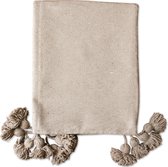 Dekentje - pompom deken beige – Ideaal als sprei voor je bed of deken voor op de bank - 150 x 200cm - Plaid woon- en slaapkamer