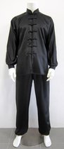 Taiji pak  kleding zwart satijn lange mouw jas met broek maat 170
