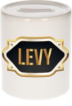 Levy naam cadeau spaarpot met gouden embleem - kado verjaardag/ vaderdag/ pensioen/ geslaagd/ bedankt