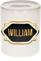 William naam cadeau spaarpot met gouden embleem - kado verjaardag/ vaderdag/ pensioen/ geslaagd/ bedankt