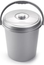 Afsluitbare afvalemmer/vuilnisemmer met deksel 21 liter zilver - Afval scheiden/luier emmer