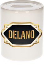 Delano naam cadeau spaarpot met gouden embleem - kado verjaardag/ vaderdag/ pensioen/ geslaagd/ bedankt