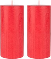 3x stuks rode cilinderkaarsen/stompkaarsen 15 x 7 cm 50 branduren - geurloze kaarsen rood