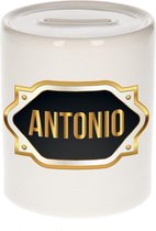 Antonio naam cadeau spaarpot met gouden embleem - kado verjaardag/ vaderdag/ pensioen/ geslaagd/ bedankt