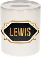 Lewis naam cadeau spaarpot met gouden embleem - kado verjaardag/ vaderdag/ pensioen/ geslaagd/ bedankt