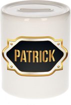 Patrick naam cadeau spaarpot met gouden embleem - kado verjaardag/ vaderdag/ pensioen/ geslaagd/ bedankt