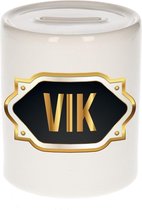 Vik naam cadeau spaarpot met gouden embleem - kado verjaardag/ vaderdag/ pensioen/ geslaagd/ bedankt