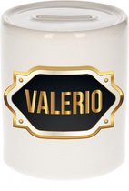 Valerio naam cadeau spaarpot met gouden embleem - kado verjaardag/ vaderdag/ pensioen/ geslaagd/ bedankt