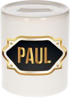 Paul naam cadeau spaarpot met gouden embleem - kado verjaardag/ vaderdag/ pensioen/ geslaagd/ bedankt