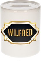 Wilfred naam cadeau spaarpot met gouden embleem - kado verjaardag/ vaderdag/ pensioen/ geslaagd/ bedankt