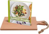 Bowls and Dishes | Set - Puur Hout Borrelplank | Serveerplank | Tapasplank | Hapjesplank | Kaasplank 38cm + SaladesenDressings