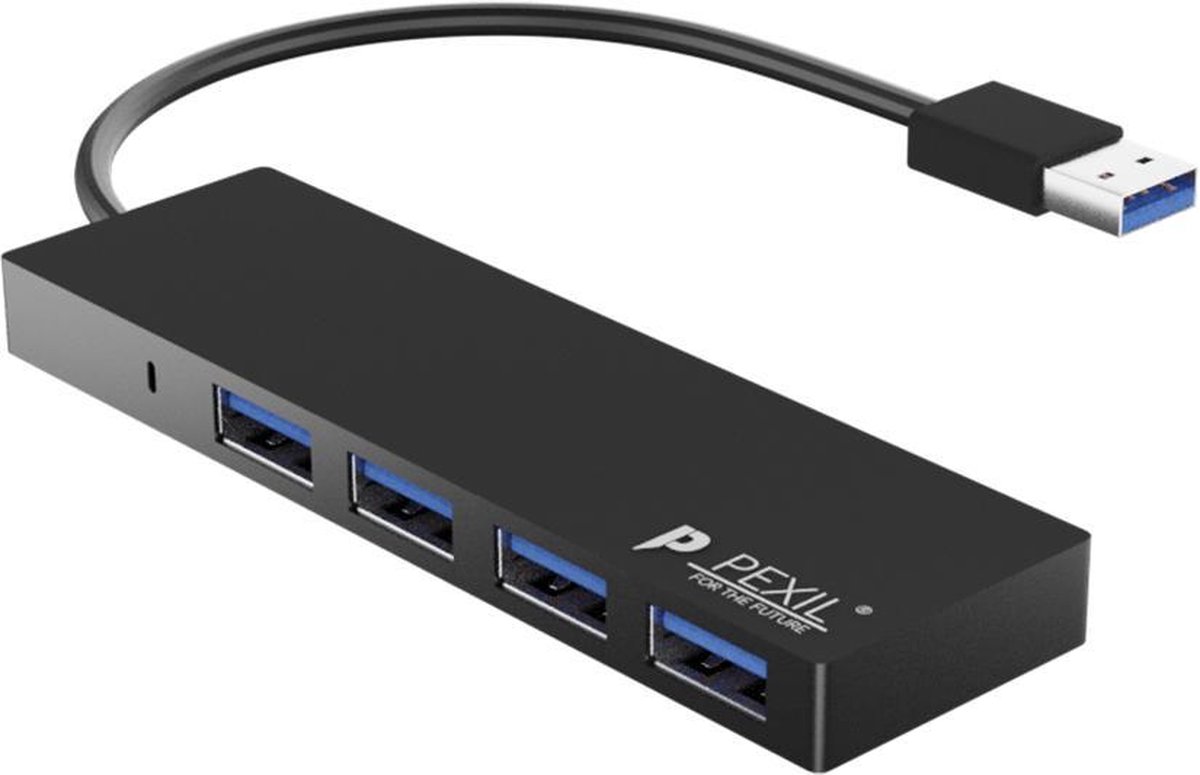 PEXIL USB hub 3.0 4 Poorten - Zwart - PEXIL