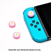 Thumb Grips | Thumb Sticks | Gaming Thumbsticks | Geschikt voor Nintendo Switch & Lite | 1 Set = 2 Thumbgrips | Bloemetjes | Roze