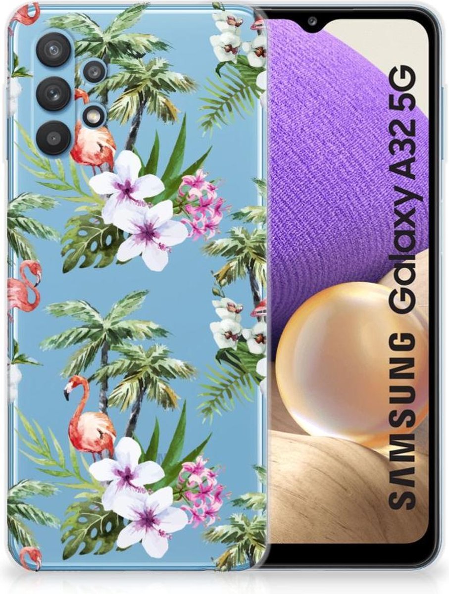 Samsung Galaxy A32 5G TPU Hoesje Flamingo Palms
