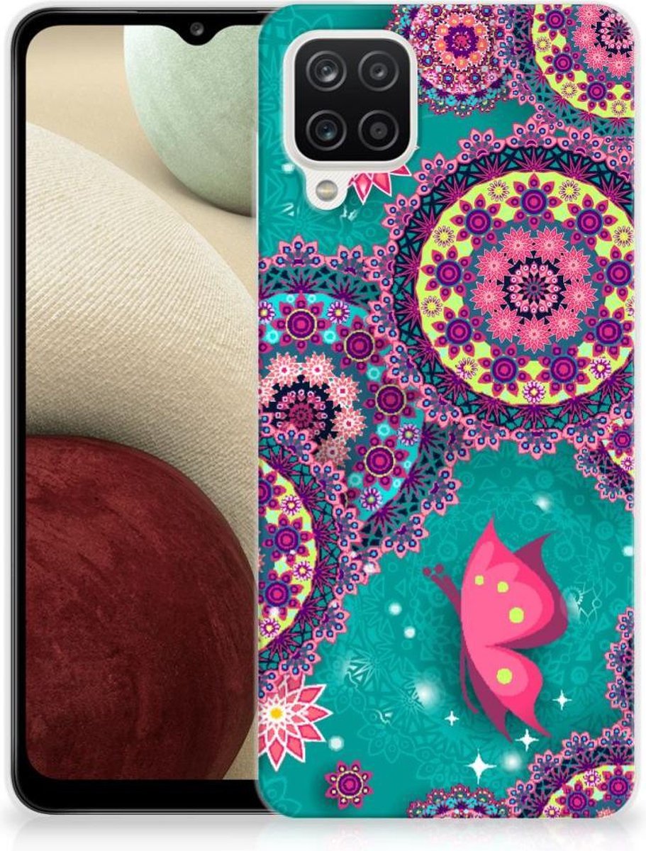 Samsung Galaxy A12 Hoesje maken Cirkels en Vlinders