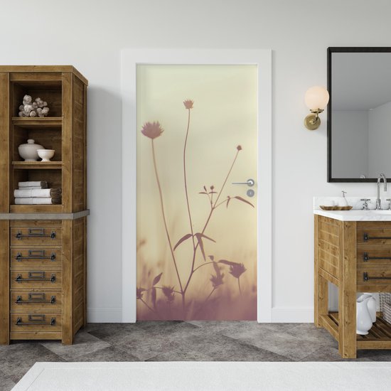 Deursticker Bloemen 9 - 100 x 250 cm - Gratis installatie-kit - Snelle levering