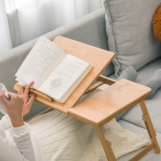 Bedtafel bamboe hout Met ontluchting Tafeltje voor laptop of ontbijt