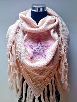 Omslagdoek poncho met ster - driehoek sjaal - roze - dames - sjaal - trendy - Mode - zomer - Vrouwen - Kasjmier - Herfst - Plaid - mooi - vrouwen