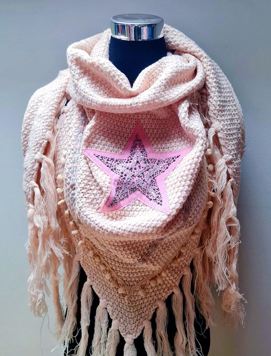 Omslagdoek poncho met ster - driehoek sjaal - roze - dames - sjaal - trendy  - Mode -... | bol.com