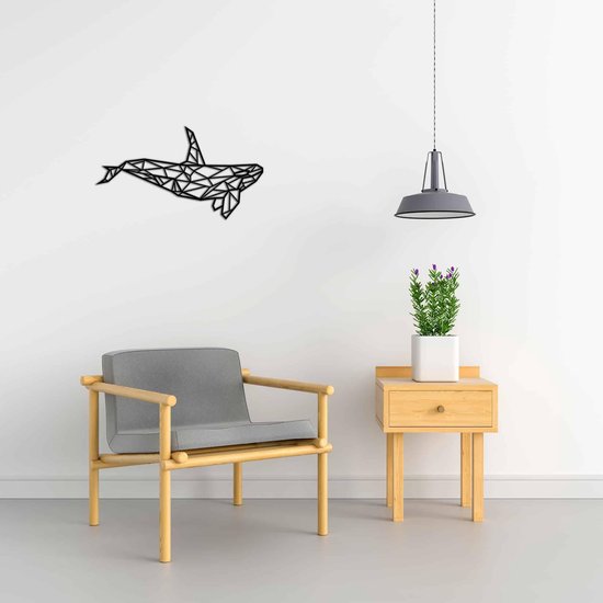 Wanddecoratie - Walvis 2 - M - 50x87cm - Zwart - muurdecoratie - Line Art