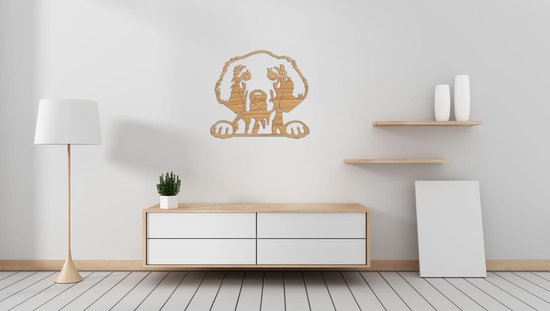 Décoration murale - Chien - Golden Retriever 4 - M - 60x67cm - Chêne - décoration murale - Line Art