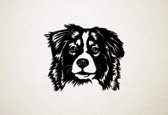 Wanddecoratie - Hond - Australische herder 1 - XS - 25x29cm - Zwart - muurdecoratie - Line Art