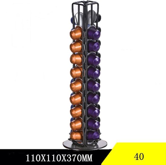 Porte-capsule nespresso rotatif 40 pièces noir
