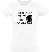 Keep calm and try an ale dames t-shirt | anaal | speciaal bier | homo | relatie |erotiek | gay | kado | Wit